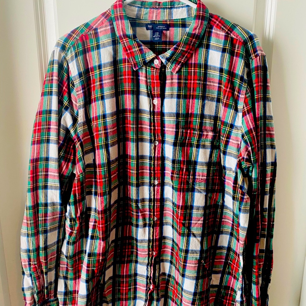 Gap Boyfriend Fit Plaid Button Down